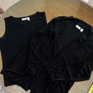 Chico's Elegant Black Sleeveless Top and Cardigan Set